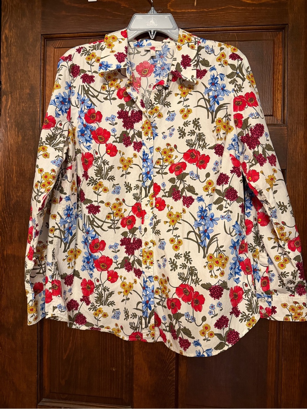 Talbots 100% Cotton all over Floral Botanical Button Down Shirt Large Multicolor